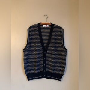 Vintage Florence tricot sweater vest cardigan L/xL wool blend eclectic grandpa